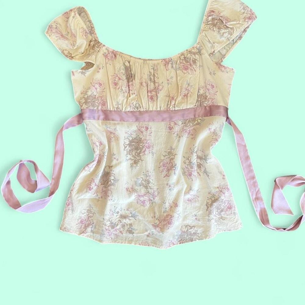 Hollister Pink and Cream floral top